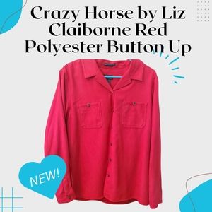 Crazy Horse by Liz Claiborne Red Polyester Button Up Shirt
